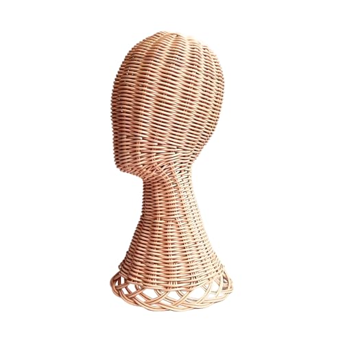 Support perruque et chapeau porte-chapeaux rotin avec base de table - 2