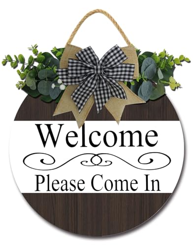 Geroclonup Cartello di benvenuto per porta d'ingresso, casa, ufficio, affari, cartello di benvenuto per porta, portico, ingresso, decorazione da parete, con scritta Welcome Please Come in, per casa