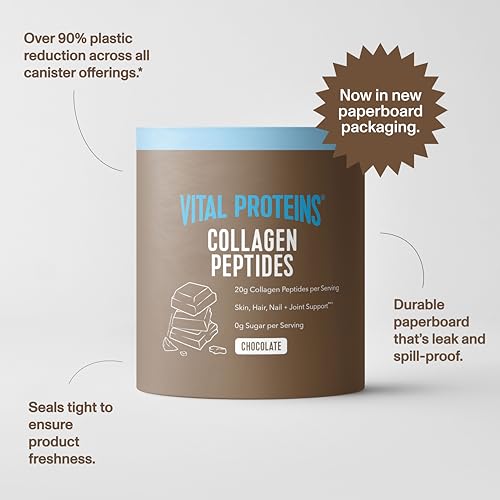 Image of Vital Proteins Grass Fed Collagen Powder Supplement (Type I, III) for Skin Hair Nail Joint - Hydrolyzed Collagen, Grass Fed, Dairy and Gluten Free - Chocolate Flavor, 17.1 oz Canister