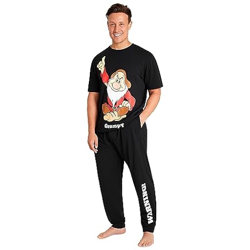 Disney Pijama Hombre Divertido Conjunto Pijama 2 Piezas Tallas M-3XL Pato Donald Enano Gruñon Jack Skellington (Negro Grumpy, L) | Ya disponible en tu tienda friki favorita! En mundofriki.es!