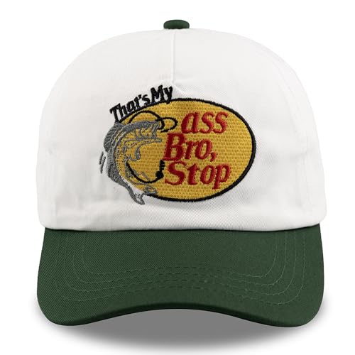 Two Tone Vintage Snapback Hats That's My Ass Bro,Stop Baseball Cap - Funny Naughty Embroidery Fishing Hat,Green/Beige