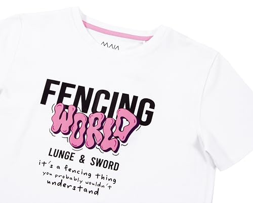 KlothoMAIA Girls’ Fencing Graphic T-Shirt – Classic White, Sporty & Empowering Design4