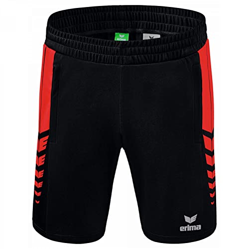 Erima Herren Six Wings Kurze Short (1152210), schwarz/rot, M