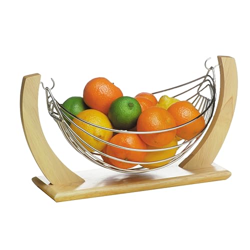 Premier Housewares Small Fruit Hammock, Rubber Wood and Chrome