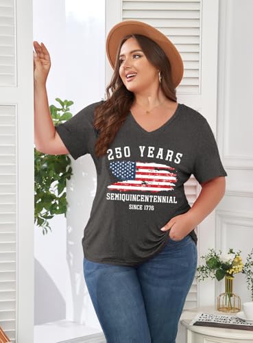 Image of ForHailey Women's Plus Size Short Sleeve Tee Shirt V Neck Basic Ladies Loose Fit T Shirt 1X-5X