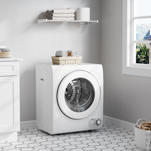 ROVSUN 110V Portable Clothes Dryer, High End Laundry Front Load Tumble Dryer Machine with Stainless Steel Tub & Simple Control Knob for Apartment, Dorm-850W, White