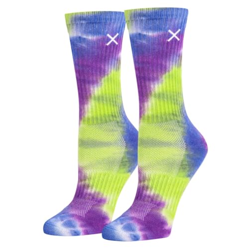 Odd Sox Basix Tie Dye Crew Socks, Large, Cushioned Cotton