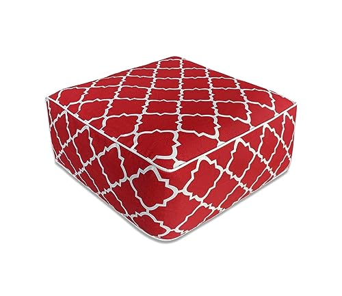 FBTS Prime Outdoor Inflatable Footstool Ottoman Cover Red Square 23x9 Inch Patio Foot Stools and Ottomans Cover Only