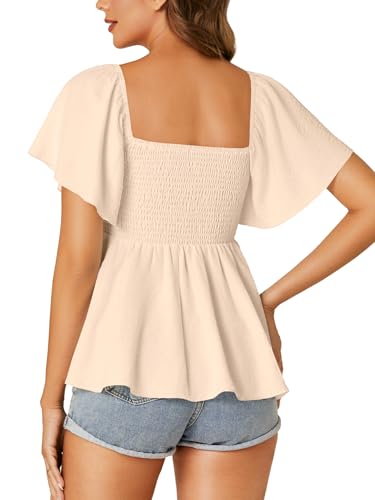 Image of LYANER Women's Square Neck Cute Peplum Top