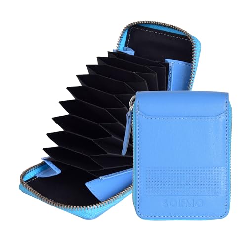 Image of Amazon Brand - Solimo Andrew Genuine Leather RFID Blocking Card Holder Ultra Strong Stitching 10 Card 2 Currency Holder 1 ID Window for Men and Women