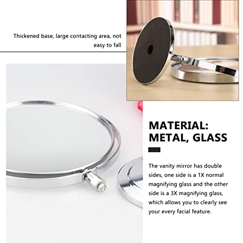 Miroir de maquillage rotatif double face contre les reflets flous - 4