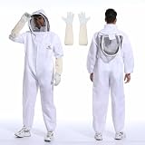 Combinaison Anti Guêpes Apiculteur, Tenue Complète Apicole Polycoton avec Gants Apiculture, Capuche Aérée, Fournitures Apicoles pour Backyard(XXL)