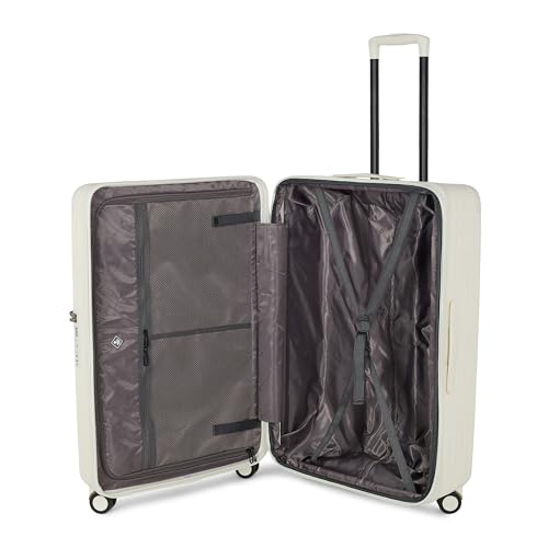 Image of SWISS MILITARY Polycarbonate Summit 360 Rotatable 8 Wheel 70cm Hard Trolley Luggage, Anti Theft Zip, TSA Lock, 15.6 inch Laptop Compartment, Expandable Storage Suitcase & Dust Cover Free Medium White 92L