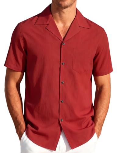 JEMITOP Men's Lightweight Cuban Collar Shirt
