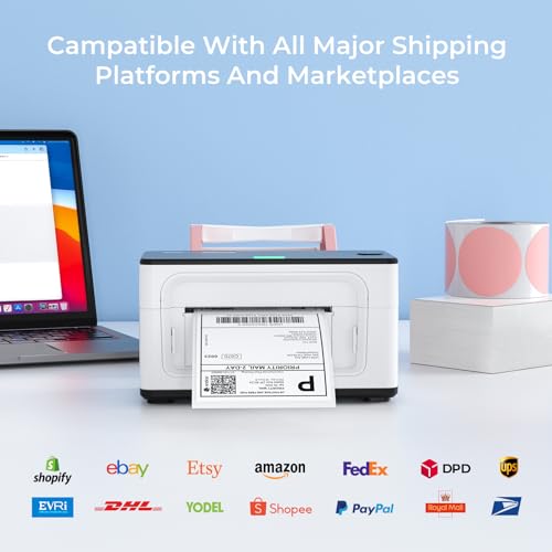 Image of MUNBYN 4x6 Shipping Stickers Label Paper Direct Thermal Fanfold Shipping Labels 500 Postal Address Labels DHL USPS UPS FedEx Amazon Ebay Shipping Label