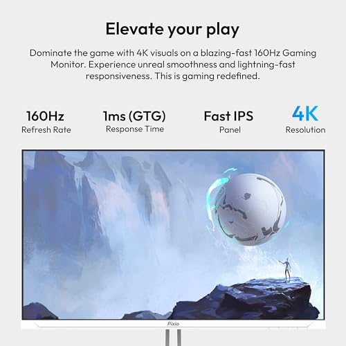 Image of Pixio Two PX27U Wave White 27 inch 160Hz Refresh Rate 4K 3840x2160p Resolution Fast IPS Panel 1ms GTG Response Time 4K Gaming Monitor and PS1D Wave White Dual Monitor Arm