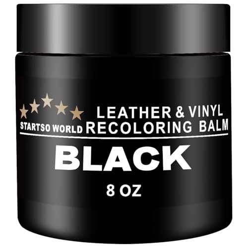 STARTSO WORLD 200ml Kit di Riparazione per Pelle, Set Nero per Arredamento, Divani e Sedili Auto - Tintura e Vernice per Riparazione Cuoio Decolorato e Graffiato