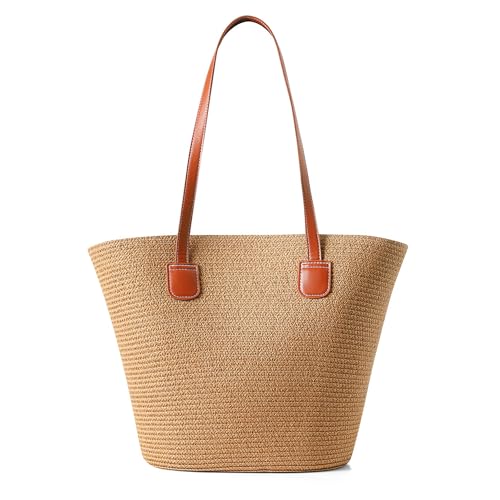 Image of Straw Bags For Women | Travel Straw Totes Bag, Summer Woven Shoulder Bag Handbag