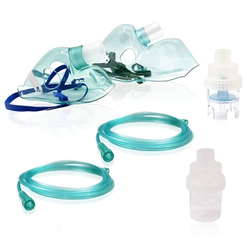 ALL4US® Kit ricambi per aerosol per adulti + kit aerosol bambini composti da maschera, ampolla, fascia elastica, tubo per inalazione, filtro ed accessori per nebulizzatore.