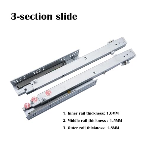Rail de guidage caché en trois sections amortisseur de rebond 250mm - 6