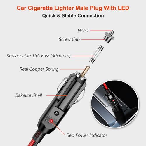 Range Tour Car Cigarette Lighter Extension Socket Cord, 4m/13ft 12-24V 15A by Range Tour - Image 5
