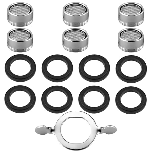 Stalora 15 pcs Mousseur Robinet M24 Acier Inoxydable, Économiseur d'Eau avec Filtre, Économiseur Aerateur Robinets Anti Calcaire, Comprend 8 Joints et 1 Clé, Kit pour Cuisine et Salle de Bain