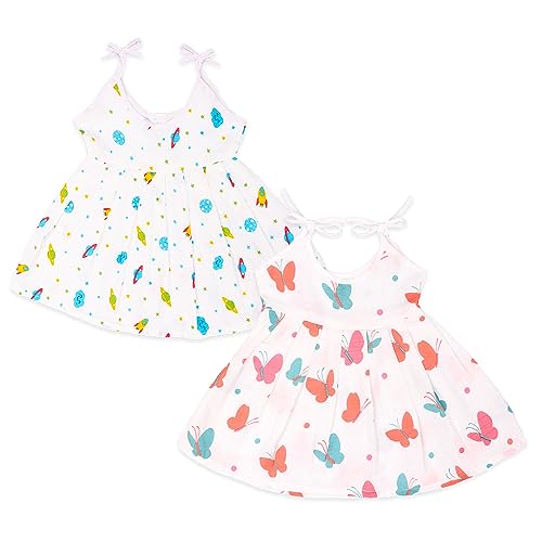 Image of Kidbea Extra Soft Mulmul Cotton Jhabla Frok for Baby Girls Set of 2 SB (0-3 Months)