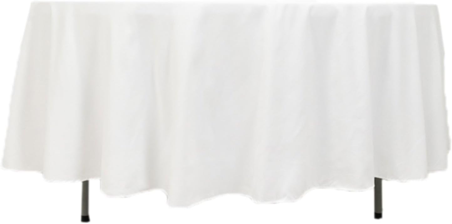 Efavormart Cotton Blend Round Tablecloth 108" White - Wrinkle-Resistant Finish Table Cover for Weddings and Events