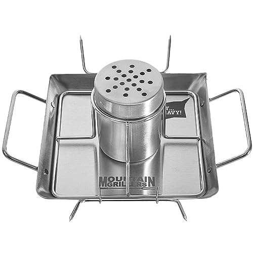 MOUNTAIN GRILLERS Beer Can Chicken Roaster Stand - Stainless Steel Holder - Barbecue Rack for The Grill, Oven or Smoker - Dishwasher Safe - Includes 4 Vegetable Spikes by MOUNTAIN GRILLERS - Used condition - US$22.74