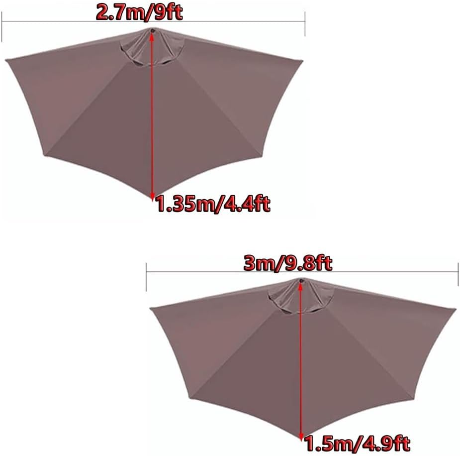 Half Round Patio Umbrella Replacement Canopy - 9ft & 10ft Waterproof Top Cloth, 5 Ribs for Wall Parasol, Durable Outdoor Umbrella Cover, Easy Install