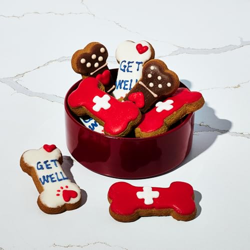 Image of Thoughtfully Pets, Get Well Dog Cookies Gift Set, Crunchy Dog Treats Includes Colorfully Hand Decorated Get Well Themed Biscuits to Brighten Their Day, Set of 8