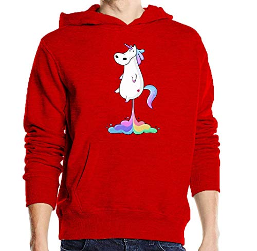Pull à capuche licorne rouge taille M contre le froid avec un vêtement doux et coloré