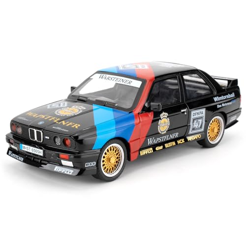imtfzct 1/24 M3 Model Car in Painted Design, Die-Cast Aluminium Toy Car with Sound and Light Function and Pull Back Function, Collector's Model, Gift for Children (Black)