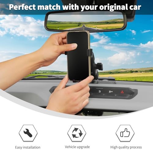 Image of Linskip Dash Universal Phone Mount for 2 /4 Door Ford Bronco Raptor & Bronco 2021-2025 2026 Accessories, Easy Clamp Cellphone Holder, One-Hand Operation, Interior Accessories