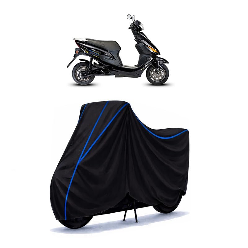 Image of Scooty Cover Water Resistant for Cruz STD | Universal Scooter & Bike Cover | Heavy Duty UV Dust, Rain & Scratch Protection | Elastic Fit All Weather Indoor Outdoor | Black with Blue Piping