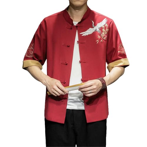 Chemise en coton et lin homme brodée et légère pour un style décontracté cet été