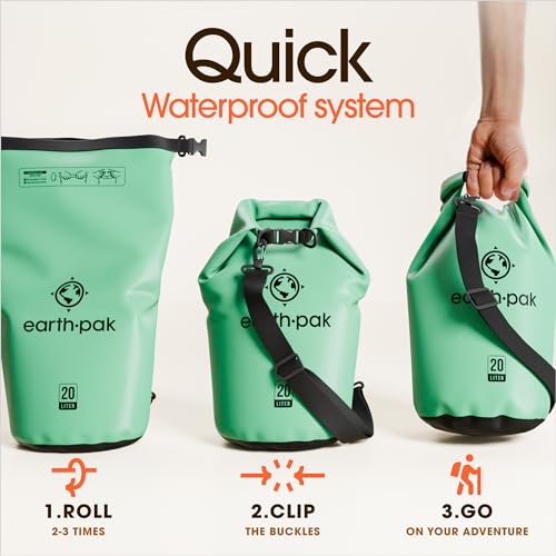 Image of Earth Pak Waterproof Dry Bag - Roll Top Waterproof Backpack Sack Keeps Gear Dry for Kayak with Waterproof Phone Case