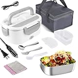 Lonchera Eléctrica Portátil, 3 en 1 Fiambrera portátil Para Conservar Calor, Calentador de Alimentos, Caja de Almuerzo...