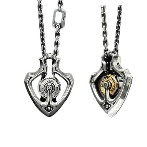 Shuttler 機械式回転ギアペンダントネックレス、機械式回転ギアペンダントネックレス、ハンドメイド回転ギアネックレス、 (ゴールド+シルバー)