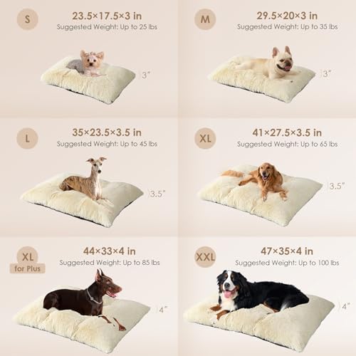 EHEYCIGA Fluffy Dog Crate Bed for Medium Dogs, Plush Faux Fur Crate Pad, Calming Anti Anxiety Medium Dog Bed, Washable Soft Warm Mat with Non-Slip Bottom, Ivory Beige by EHEYCIGA - Image 2