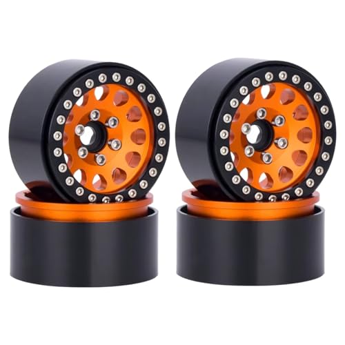 RC�z�C�[���n�u For Axial For SCX10 D90 For TRX4 For Wraith For Tamiya 1/10 �p 4���� ���^��1.9�C���` �r�[�h���b�N�z�C�[�� �����n�u RC�N���[���[�J�[�p�[�c(Yellow)