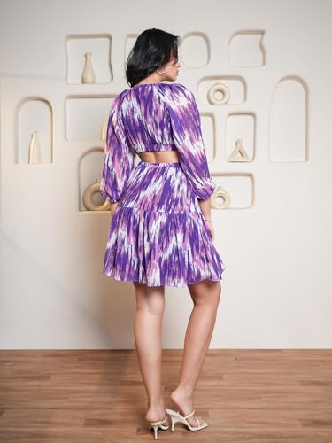 Image of PURVAJA Women's Cut Out Above Knee Length Dress (Floe-016-018)