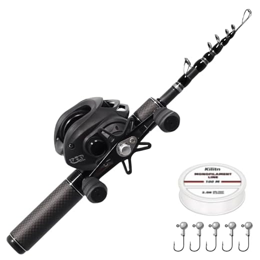 Kilitn Fishing Rod and Reel Combo, Graphite Telescopic Baitcaster Rod, Baitcast Reel Baitcasting Combo, with Lightweight Handle for Freshwater or Saltwater Fishing (Casting Right 5FT)