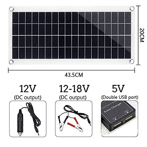 Kit de panel solar, kit completo de panel solar, 300 W, 12 V, USB con controlador de 10-60 A, células solares for coche, yate, RV, barco, cargador de batería de teléfono móvil (con controlador de 60 A