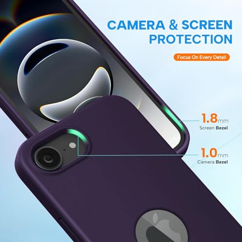 Image of Elzzi Microfiber Logo Cover Compatible for iPhone 16e Case Liquid Silicone Cases Full Body 4 Layer Protective Covers Shockproof Back Cover (Deep)