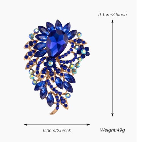 Image of SELOVO Big Large Flower Statement Brooches Pins Scarf Decoration Gold Tone