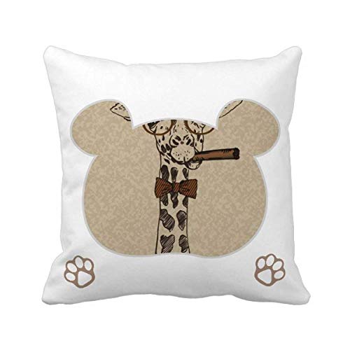 Housse de coussin girafe marron lavable avec fermeture éclair