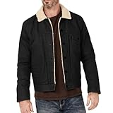 Jackets For Men Fashion Dressy, Winter Jacket Thick Thermal Cotton Warm Fleece Lined Coat Trucker Lapel Work Cargo Pockets Rain Mens Waterproof With Hood Pink (L, Black)