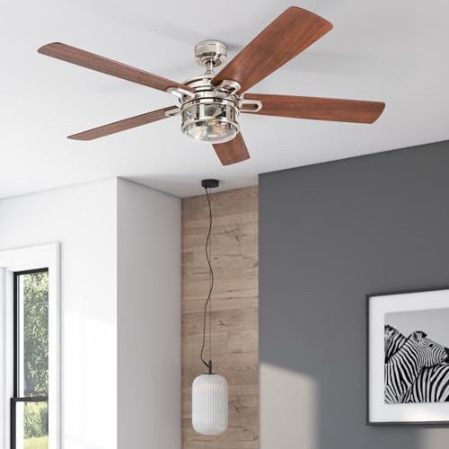 Honeywell Ceiling Fans Bonterra Modern 52 Inch Ceiling Fan with Light, Remote Control, LED Indoor Fan with 5 Blades, Light Brown Pine and Brown Chestnut Blade Finish Options, Brushed Nickel (50610-01) thumbnail 8