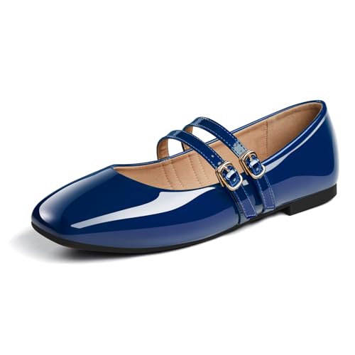 Mary Jane Flats | Square Toe Patent Leather Flats | Causal Dressy Business Flat Shoes